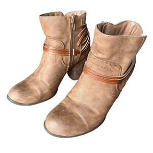 Womens Boots Size 7.5 Brown Heels Ankle Cowgirl Chic Rodeo Gear Western Wear